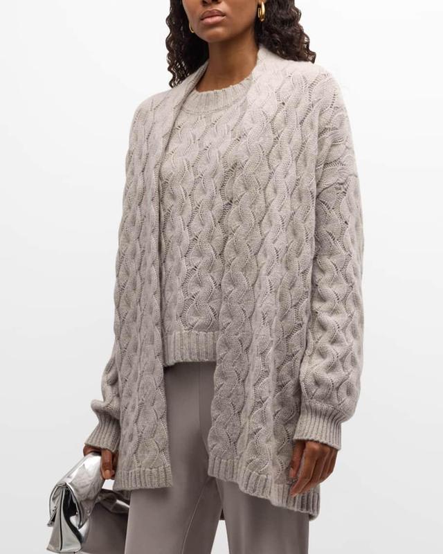 Cashmere Oversized Cable-Knit Cardigan Product Image