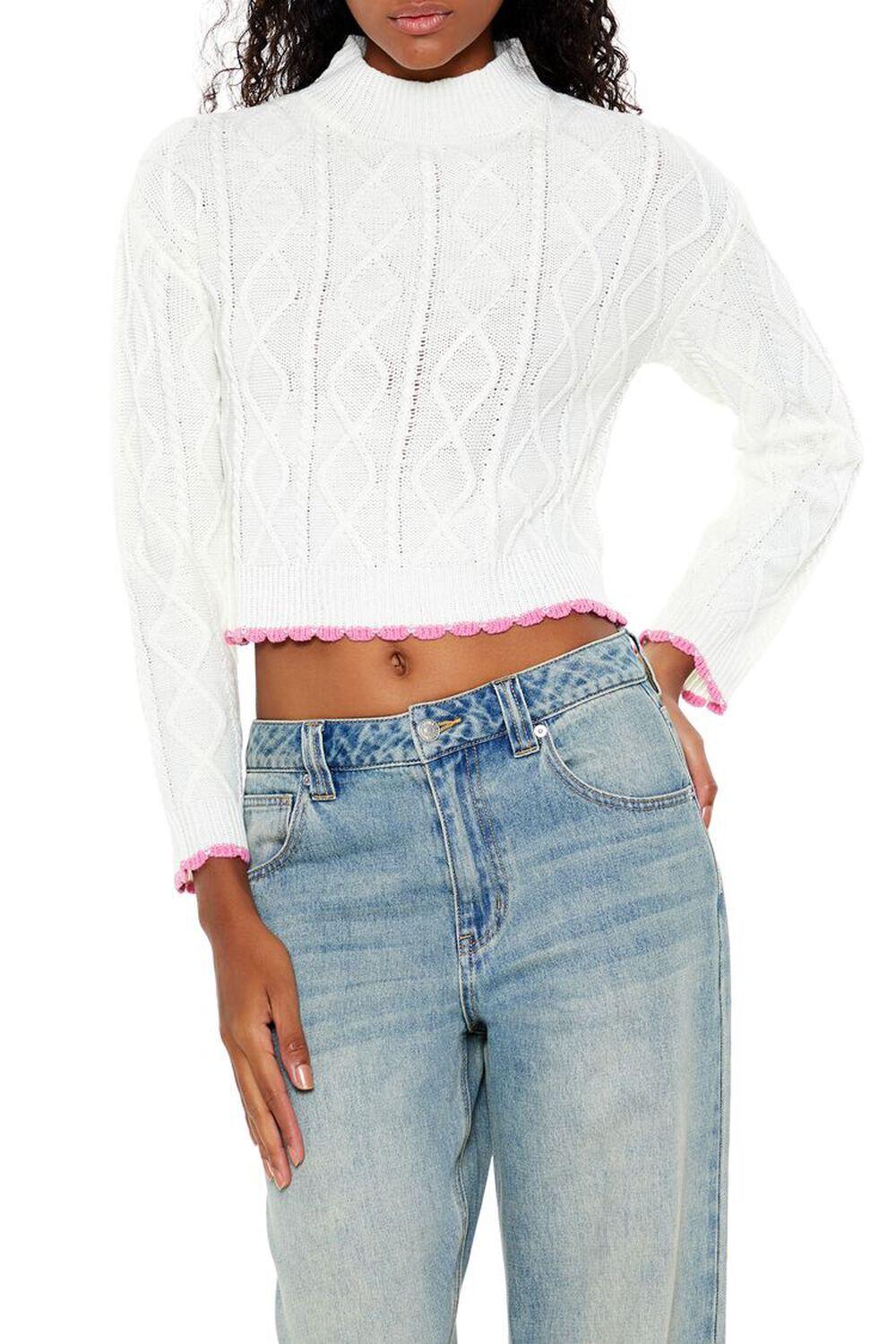 Scalloped Cable Knit Sweater | Forever 21 Product Image