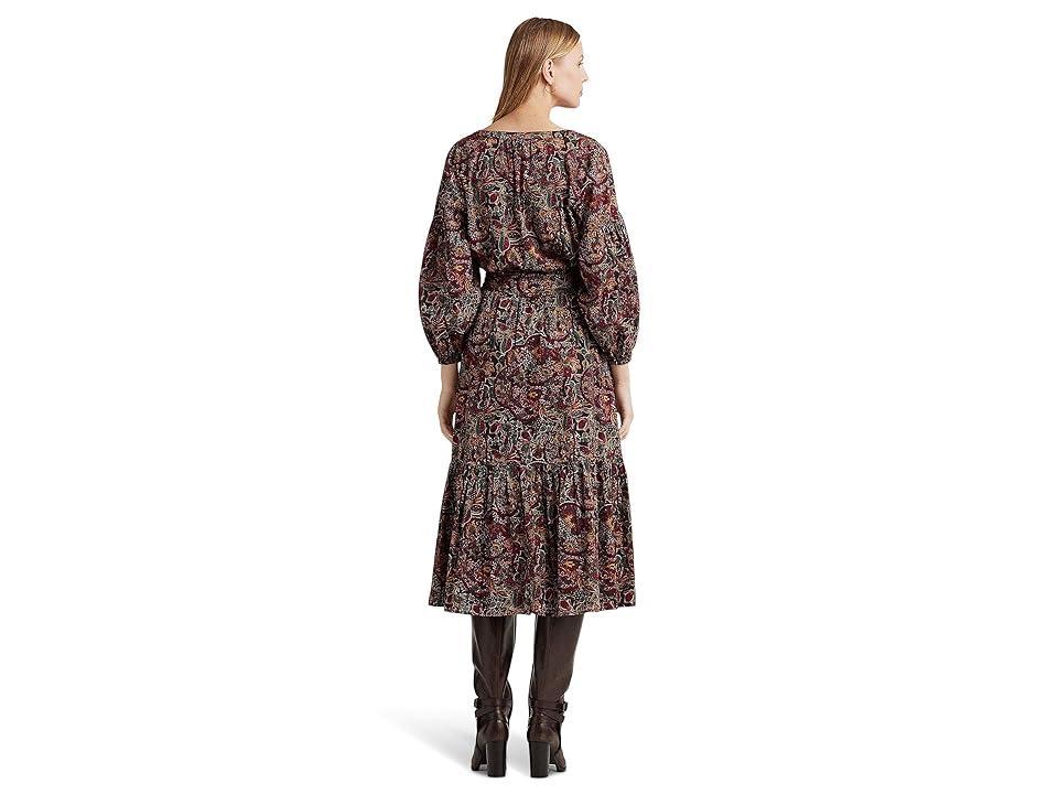 Lauren Ralph Lauren Floral Print Belted Long Bubble Sleeve Tiered A Product Image