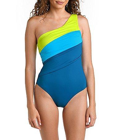 La Blanca Shirred Colorblocked One Piece Swimsuit Product Image