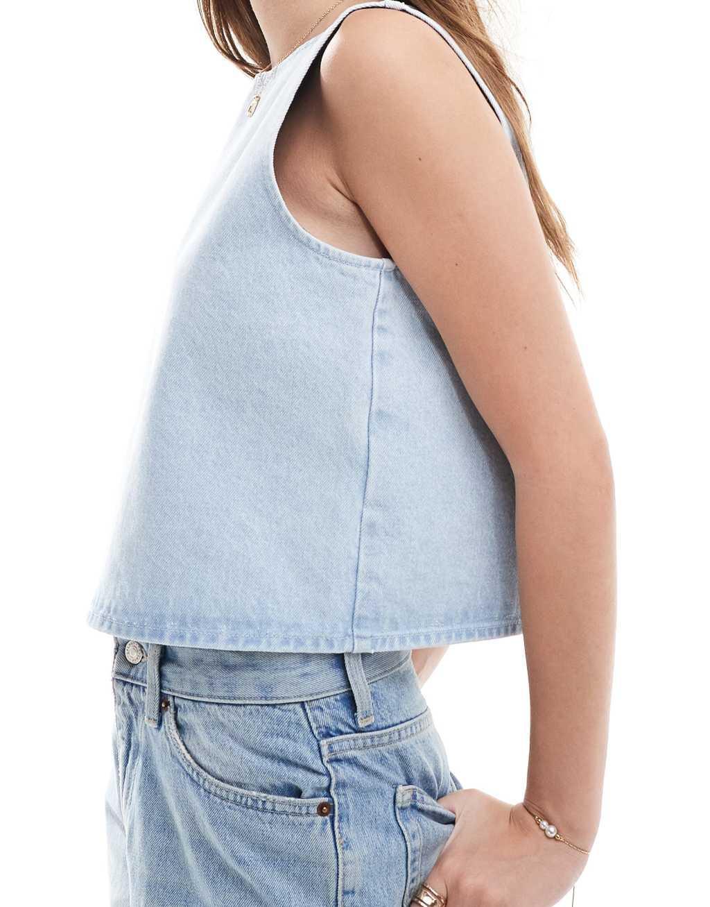 ASOS DESIGN denim tank top in super bleach Product Image