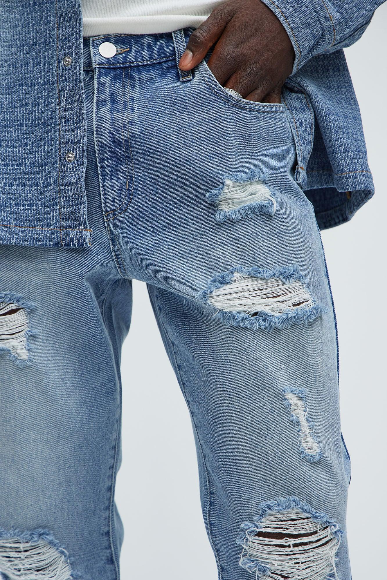 Peter Straight Distressed Jeans - Light Wash Product Image