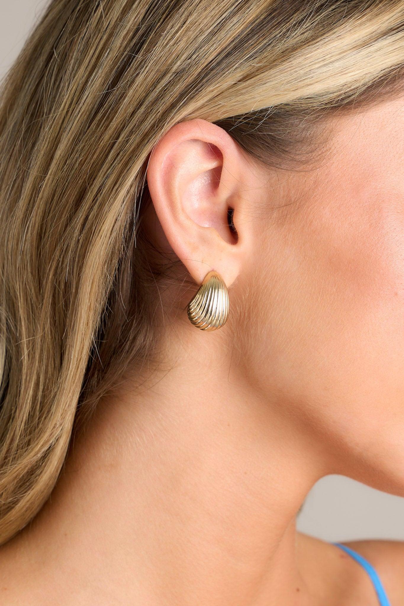 Wavy Wonder Gold Textured Earrings Product Image