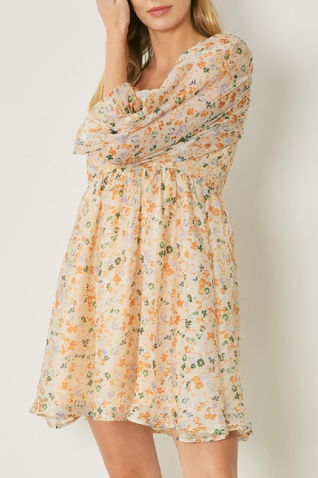 Square Neckline Floral Dress Product Image