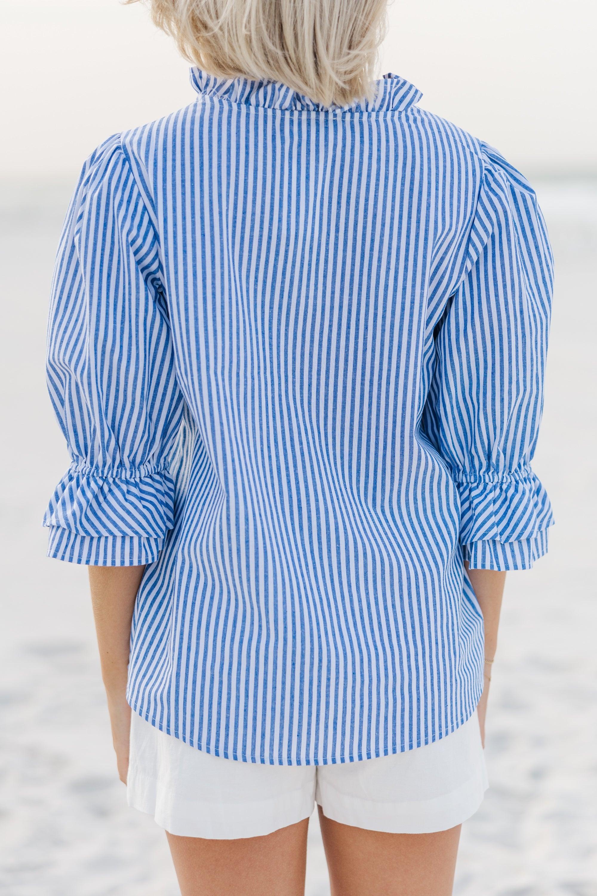 Second Chances Blue Striped Blouse Female Product Image