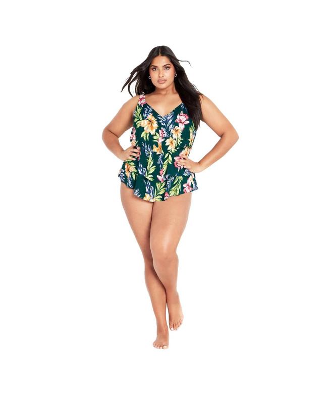 Avenue Womens 3 Tiered Print Tankini Top Product Image