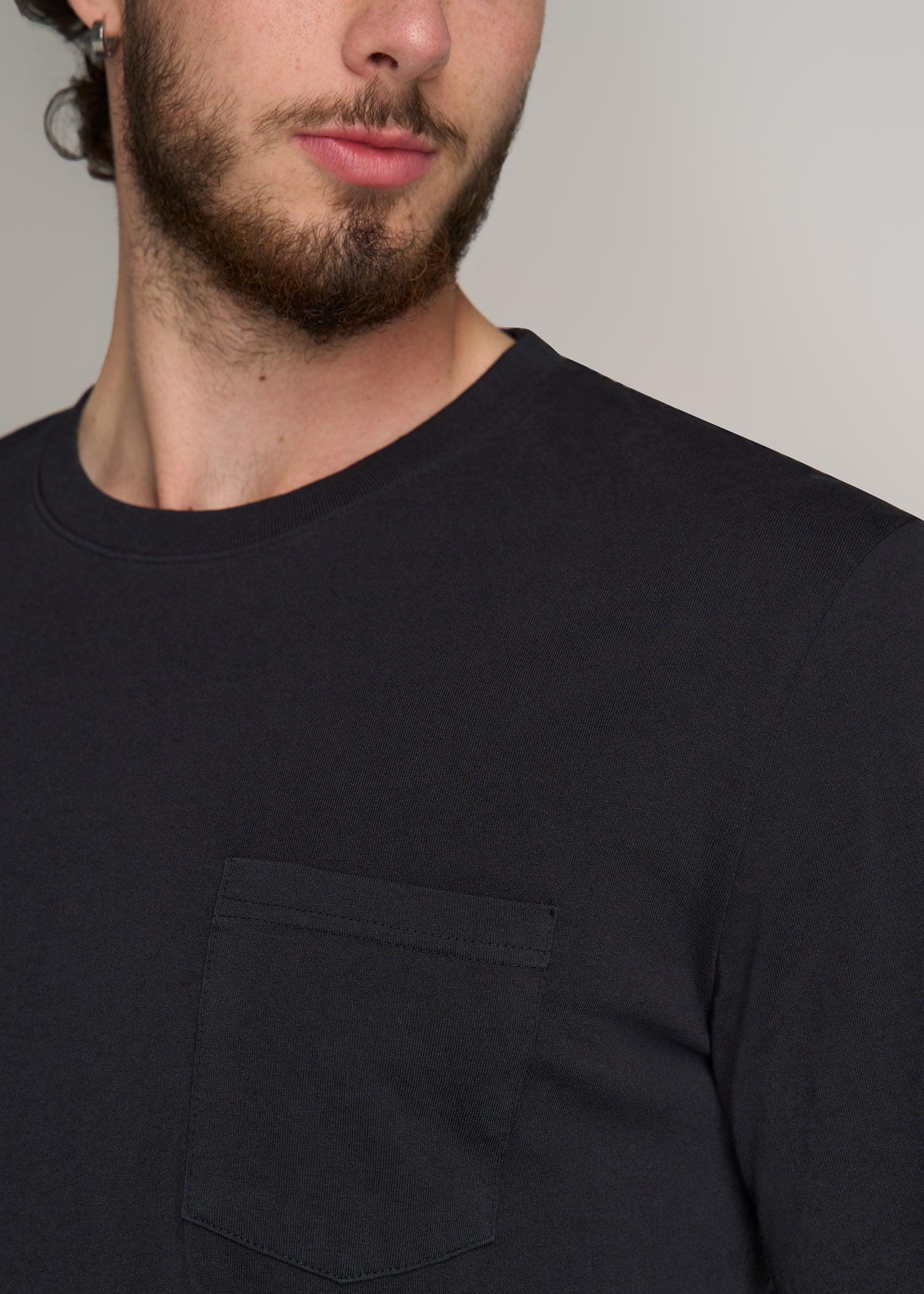 Garment Dyed Long Sleeve Pocket Tall Men's Tee in Black Male Product Image