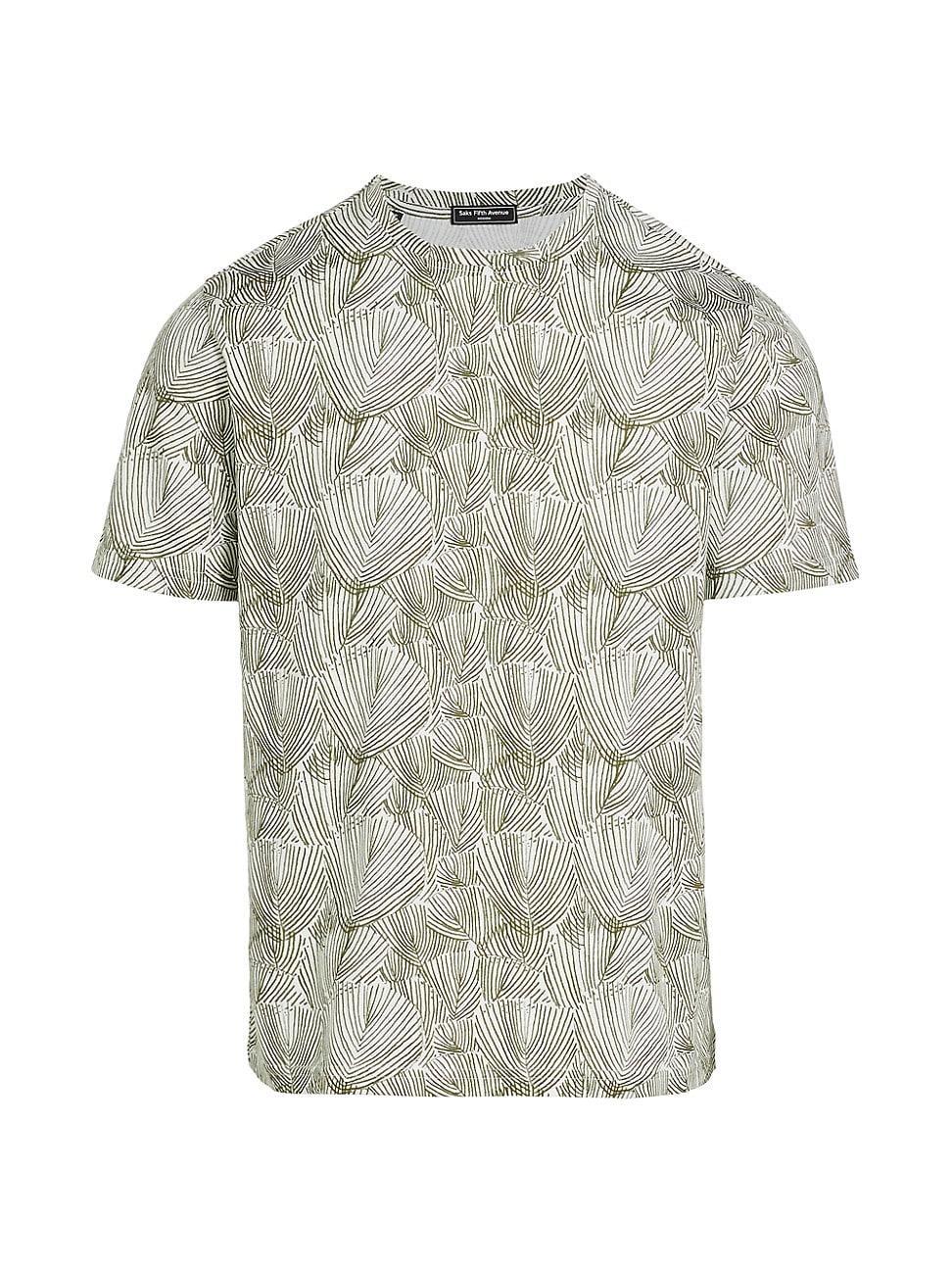 Mens Slim-Fit Line Leaf Print T-Shirt Product Image