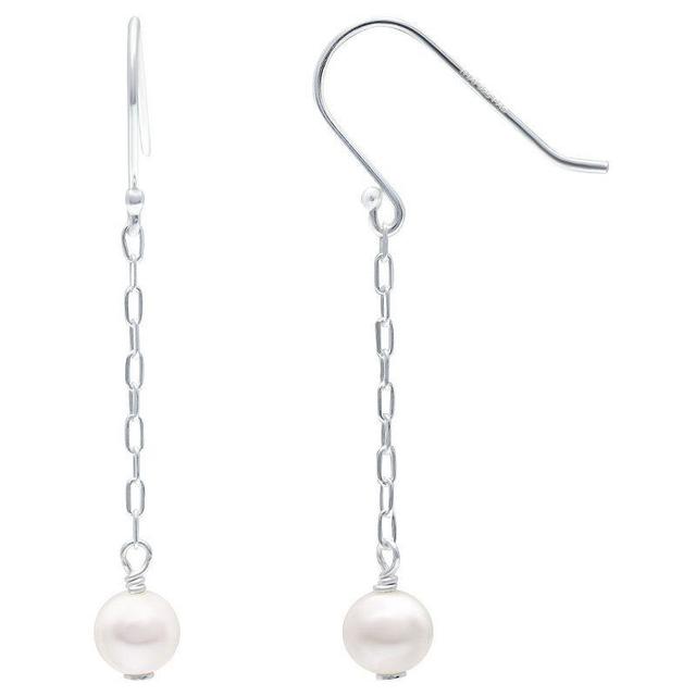 Aleure Precioso Sterling Silver Freshwater Cultured Pearl Chain Link Drop Earrings, Womens, Silver Tone Product Image