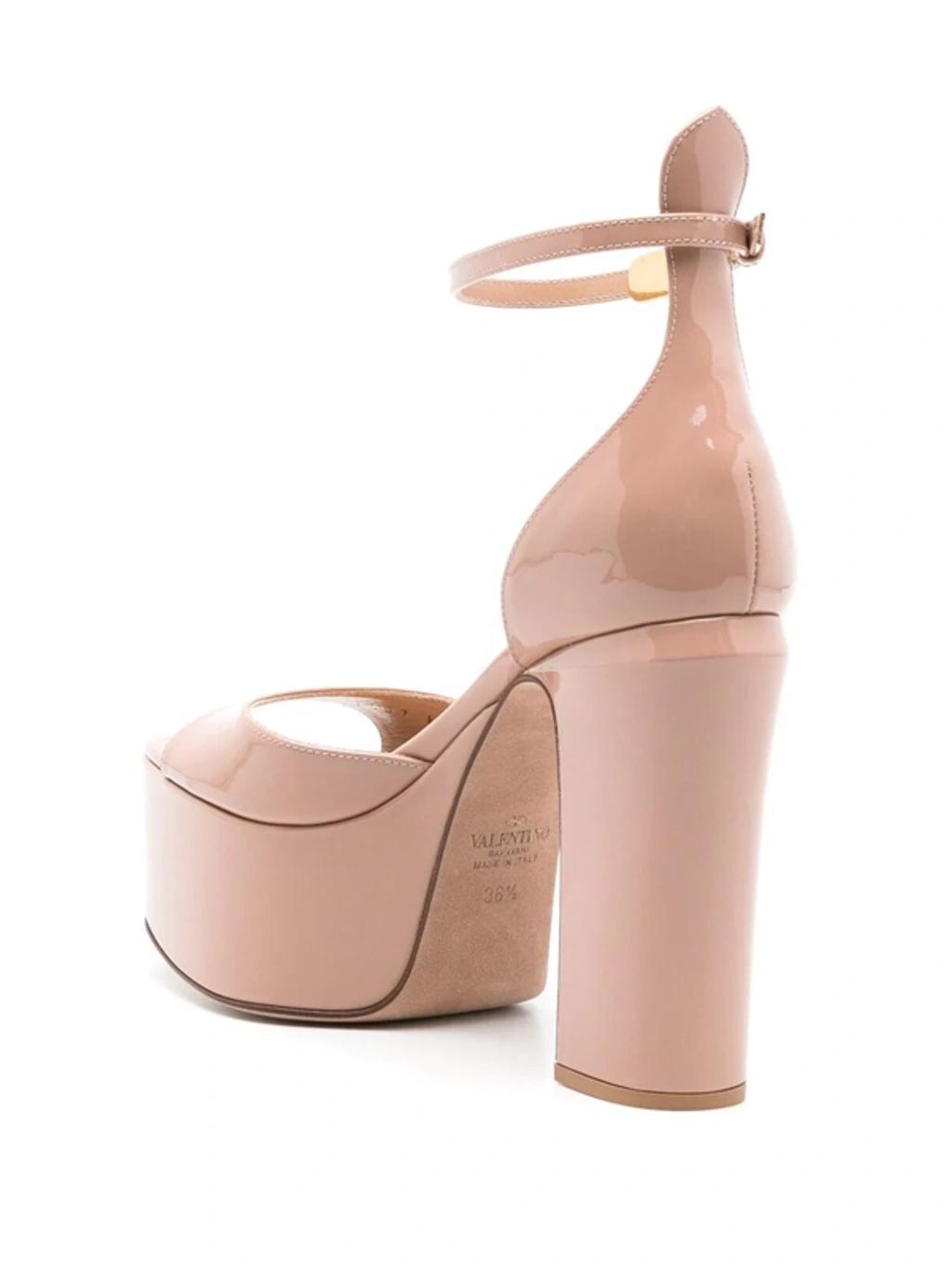 VALENTINO GARAVANI 120mm Tan-go Patent Leather Sandals In Rose Cannelle Product Image