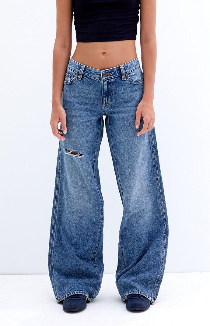 PacSun Womens Eco Medium Indigo Low Rise Baggy Jeans Product Image