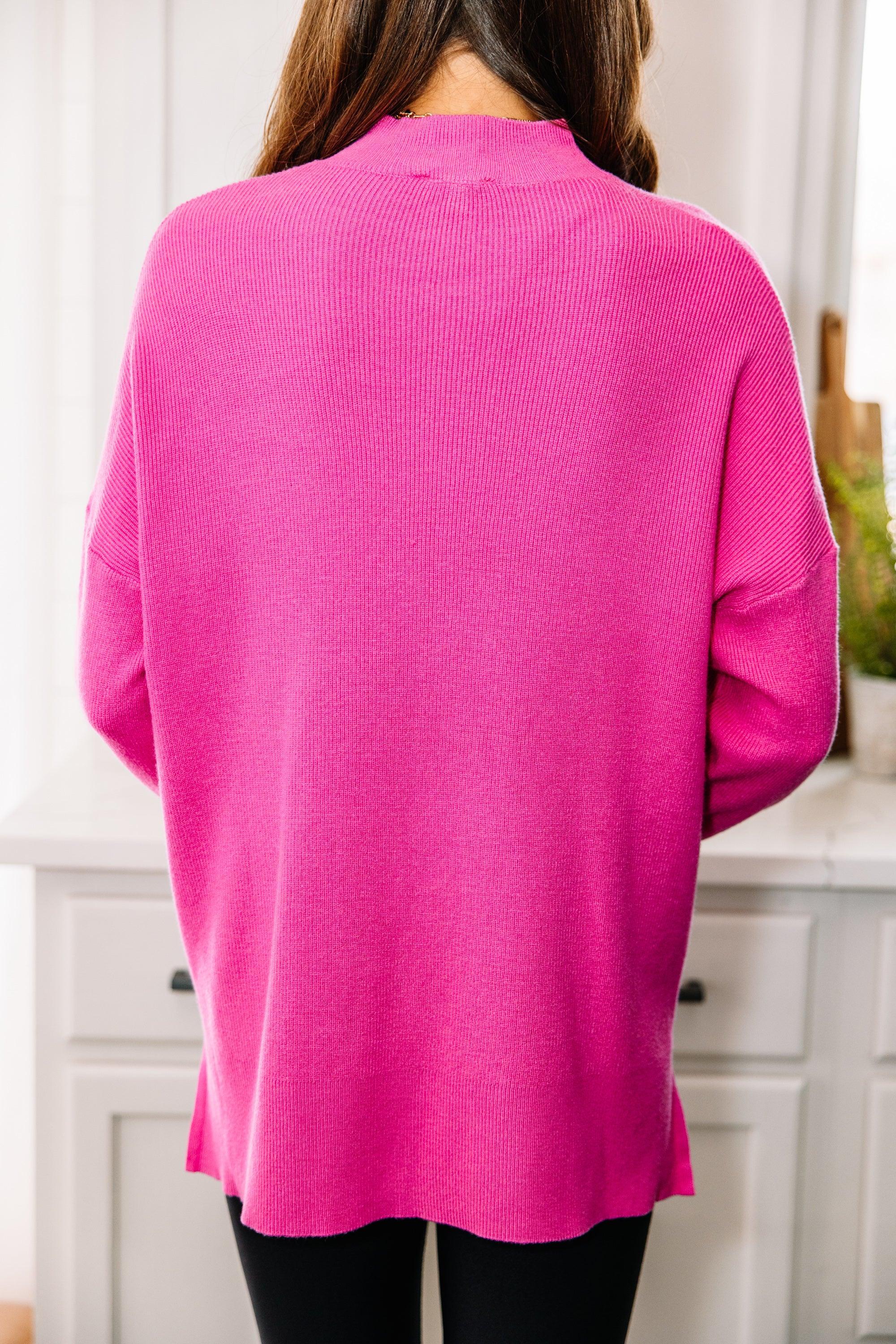 Perfectly You Candy Pink Mock Neck Sweater Female Product Image