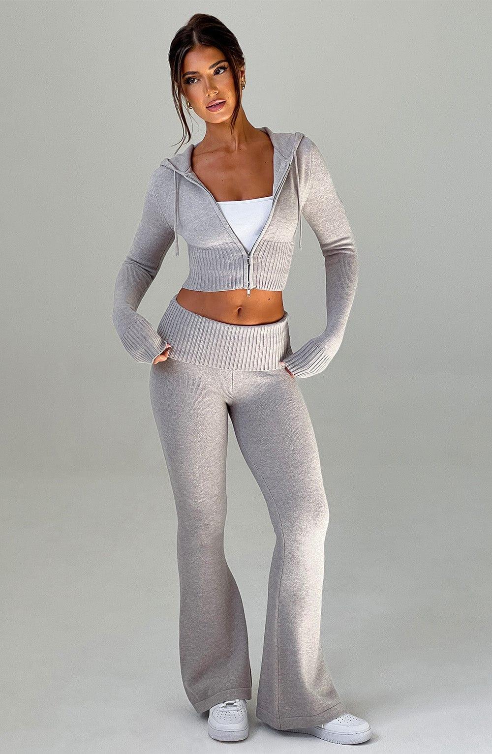 Portia Knit Pants - Light Grey Marl Product Image