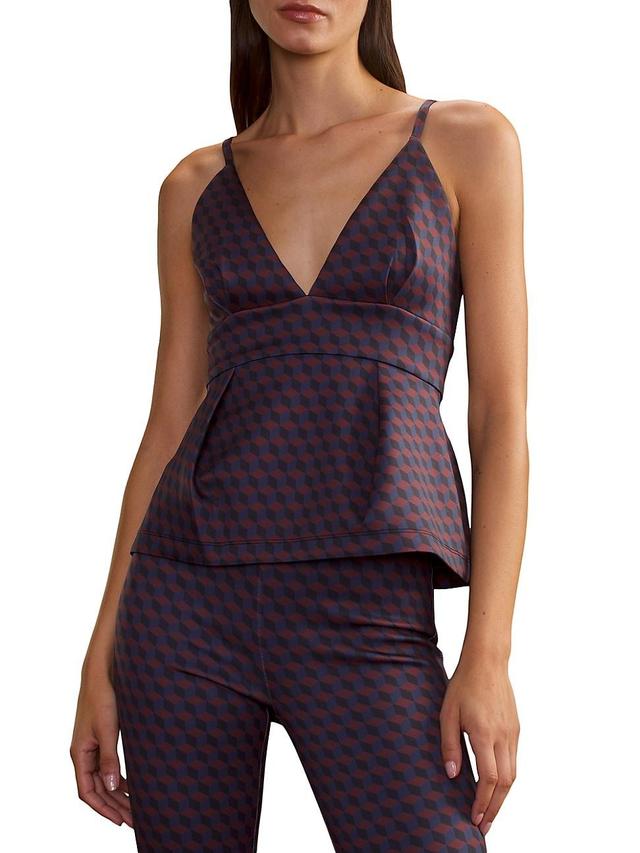 Womens Bonded Geometric-Print Top Product Image