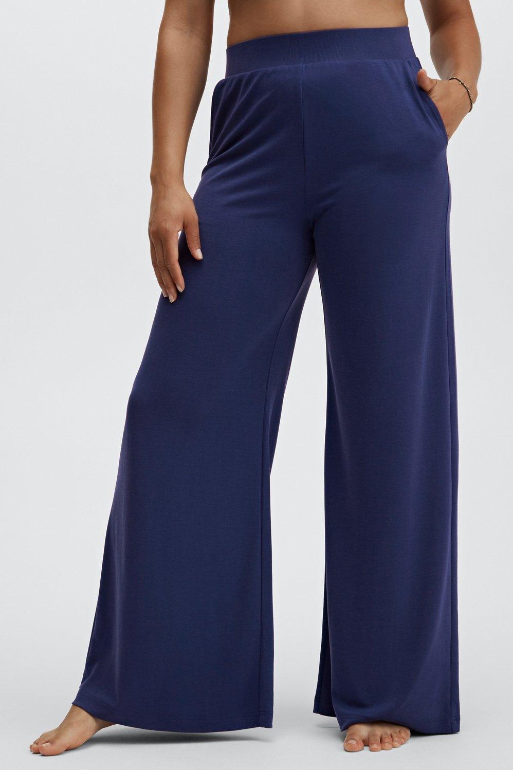 Fabletics Sleek Knit Wide Leg Pant Womens blue Size S product image