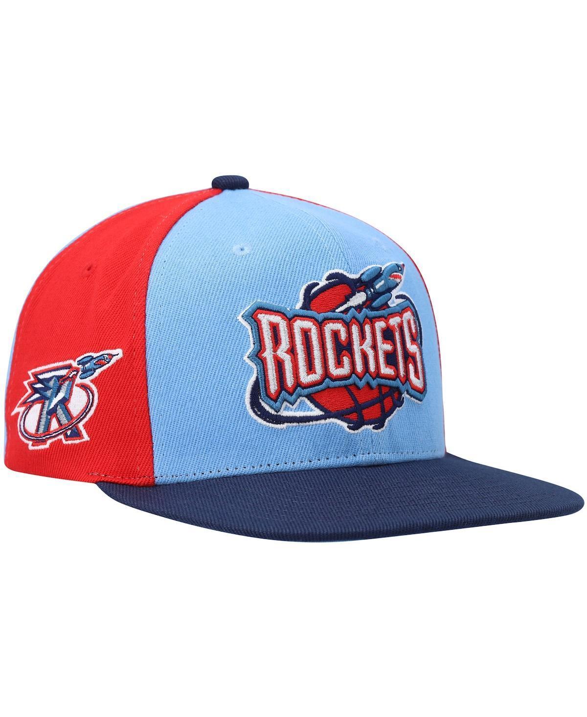 Mens Mitchell & Ness Blue/Navy Houston Rockets Hardwood Classics On The Block Snapback Hat Product Image