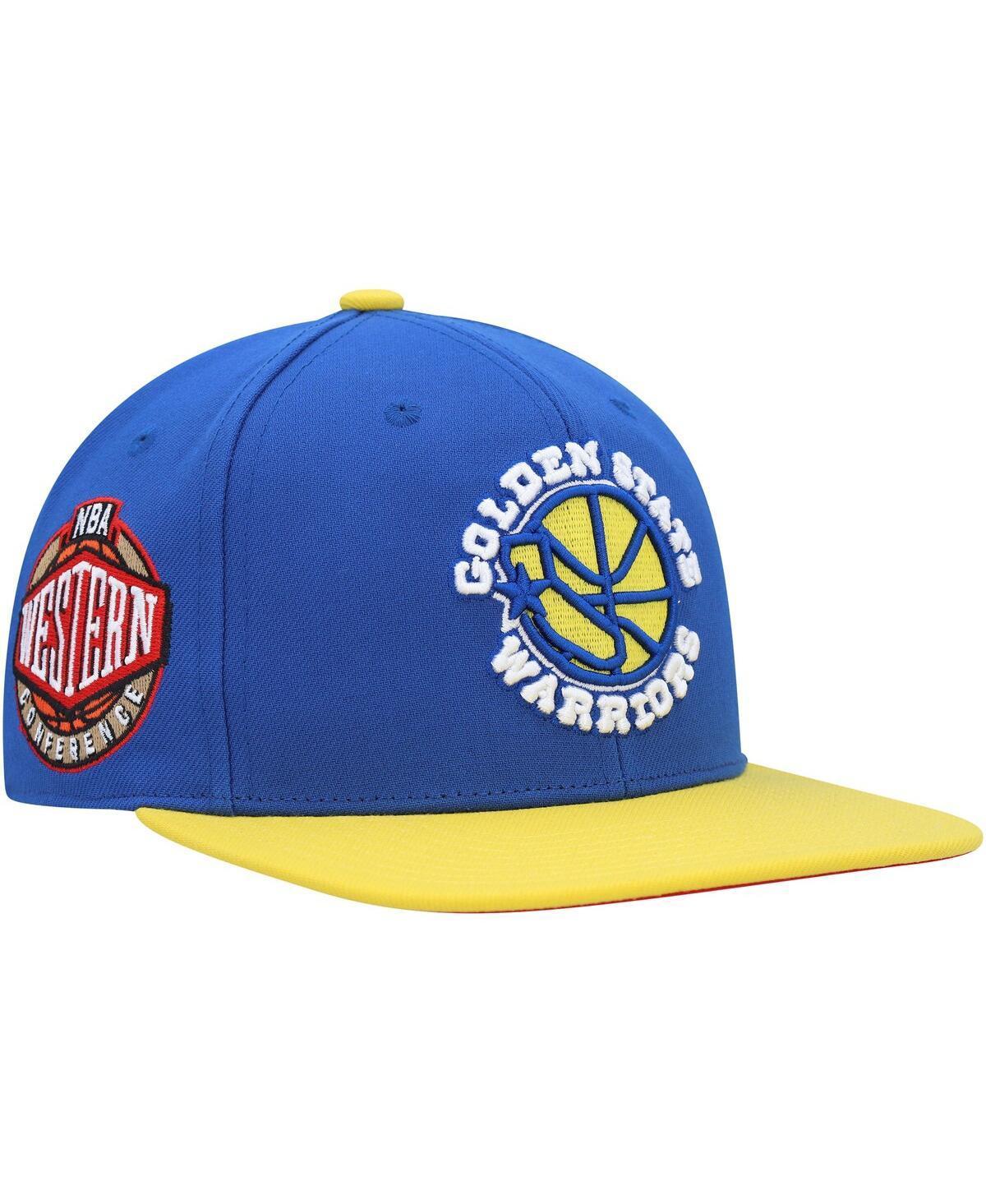 Mens Mitchell & Ness Royal Golden State Warriors Hardwood Classics Coast to Coast Fitted Hat Product Image