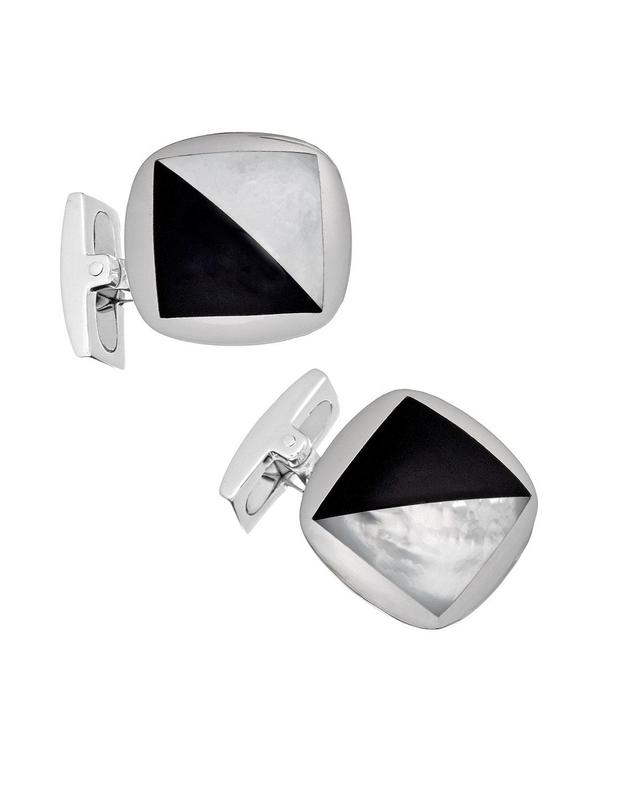 Mens Square Onyx %26 Mother-of-Pearl Cufflinks Product Image