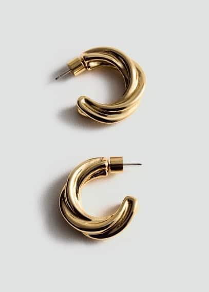 MANGO - Intertwined hoop earrings - One size - Women Product Image