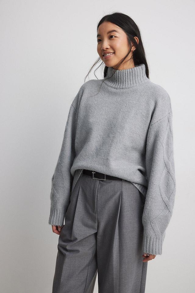 Turtleneck Knitted Cable Sweater Product Image