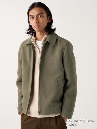 Mens Single Collar Short Blouson Khaki 2XL UNIQLO US Product Image