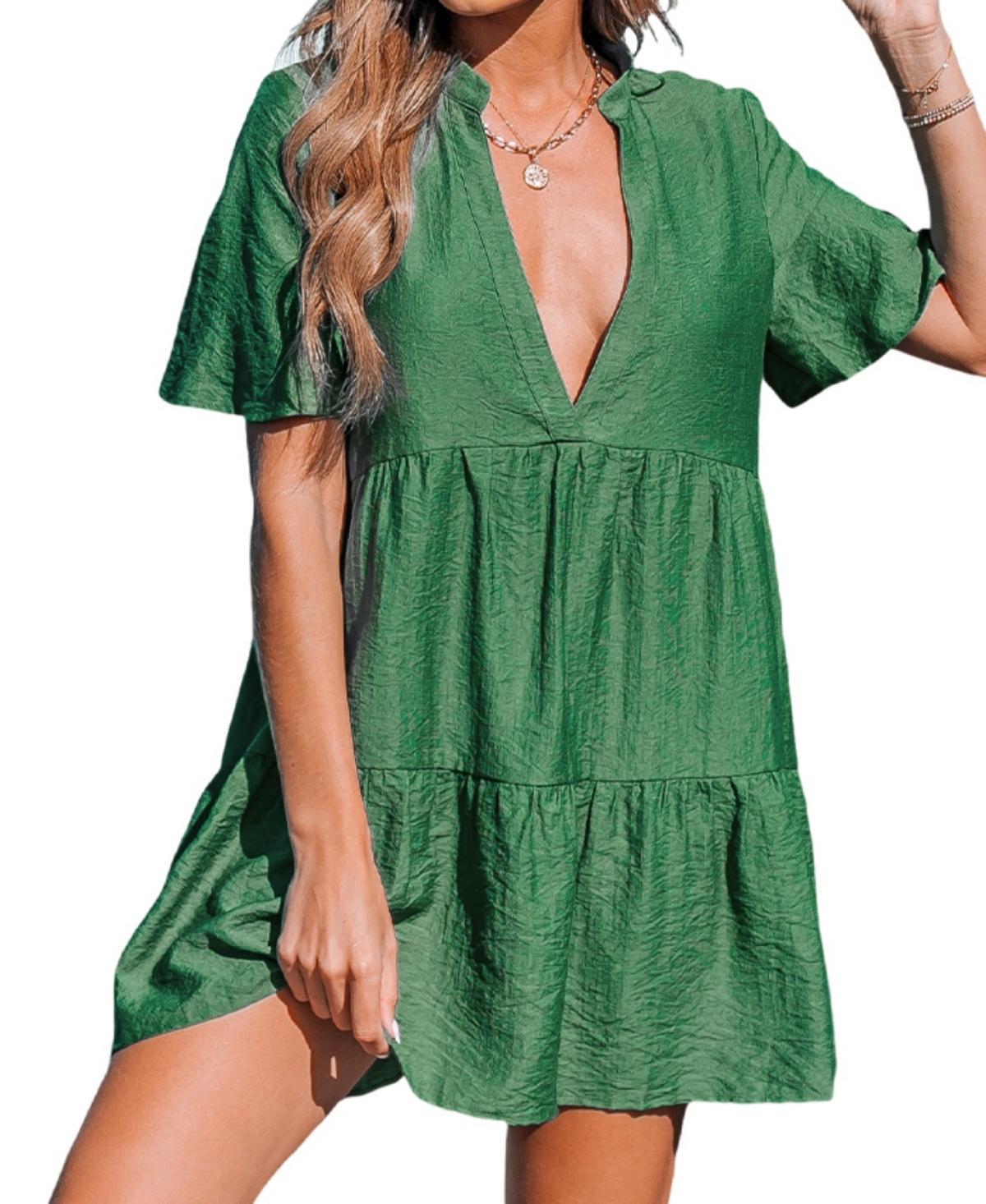 Cupshe Womens Forest Green Paneled Cover-Up Dress Product Image