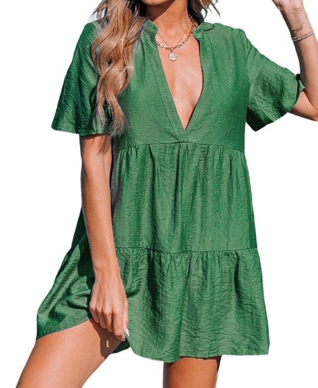 Womens Forest Green Paneled Cover-Up Dress green Product Image