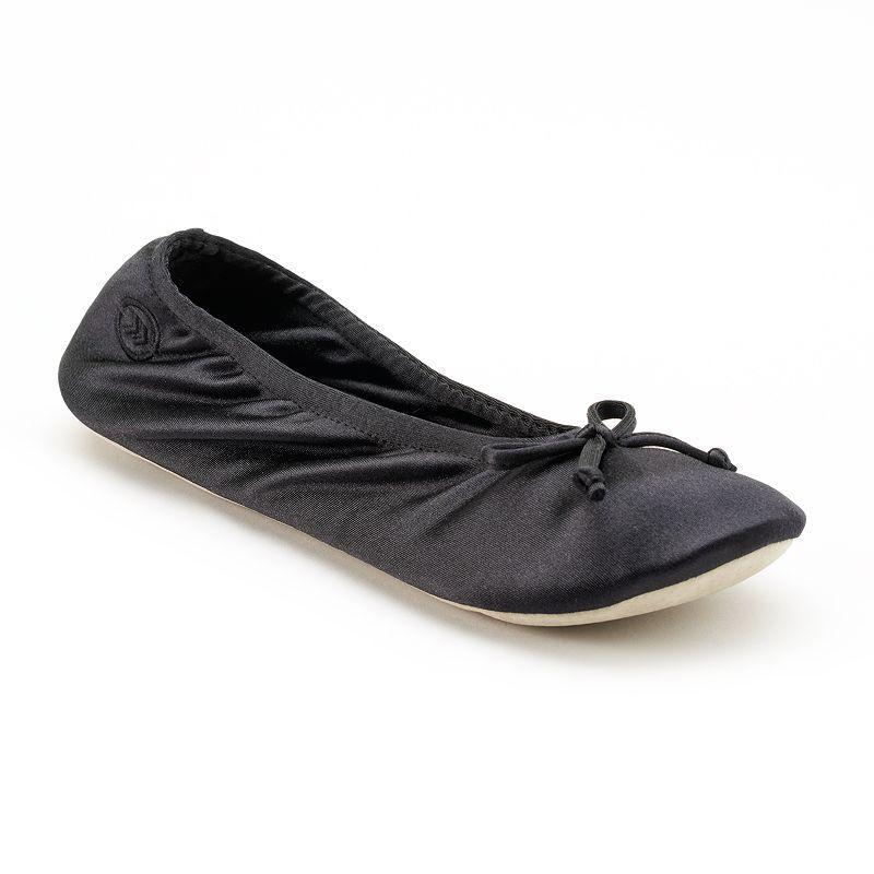 isotoner Satin Womens Ballerina Slippers Dark Beige Product Image