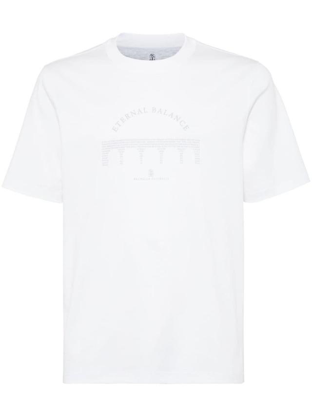 Slogan-print Crew-neck T-shirt In White Product Image