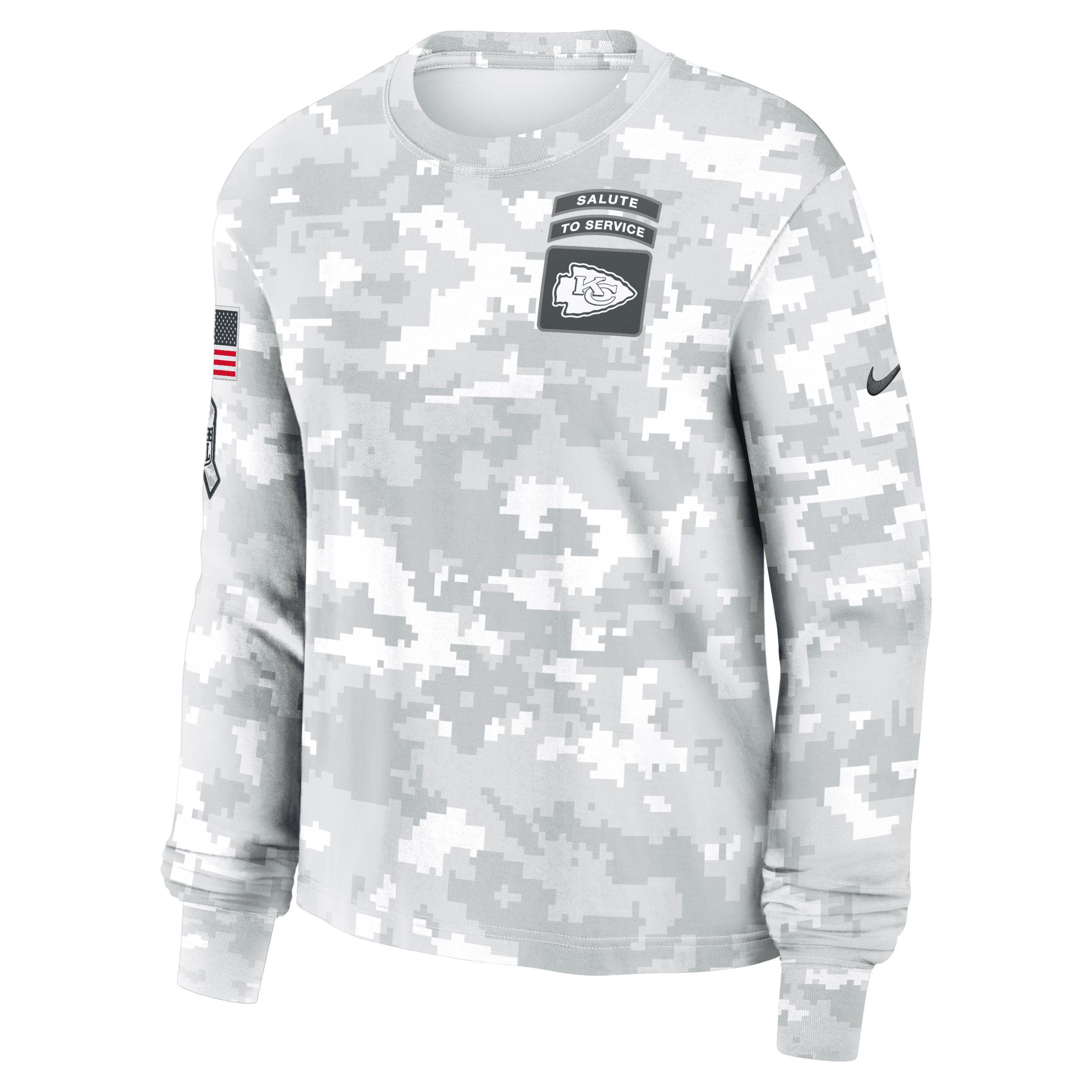 Kansas City Chiefs Salute to Service Edge Lockup Women's Nike Dri-FIT NFL Long-Sleeve T-Shirt Product Image