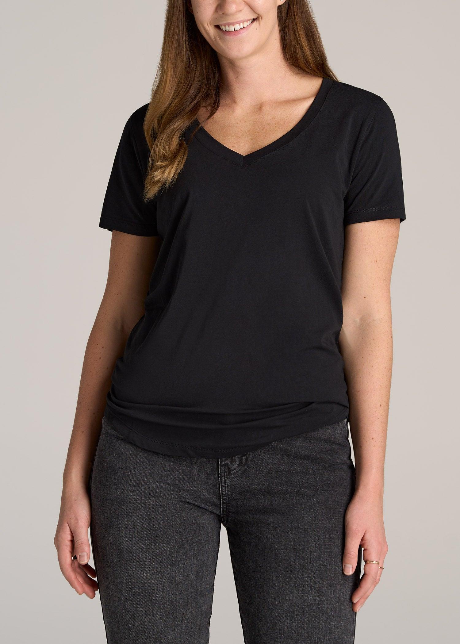 Women's Tall Scoop V-Neck Tee in Black product image