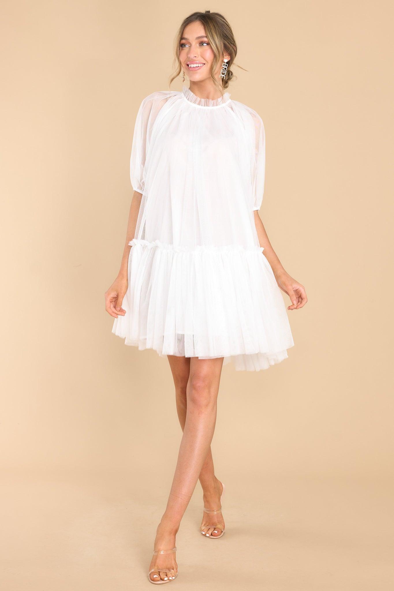 Aura Everything I Ever Wanted Sheer Tulle White Dress Product Image