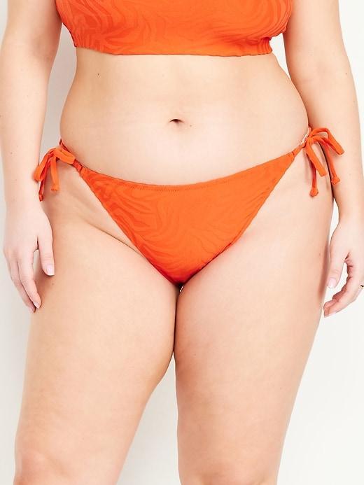 Mid-Rise Textured String Bikini Swim Bottoms Product Image