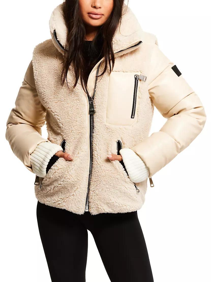 Wylie Vegan Leather & Sherpa Puffer Jacket Product Image