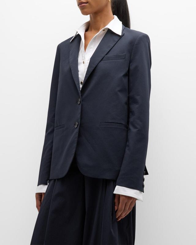 Stretch Cotton Boyfriend Blazer with Zip Sleeves Product Image