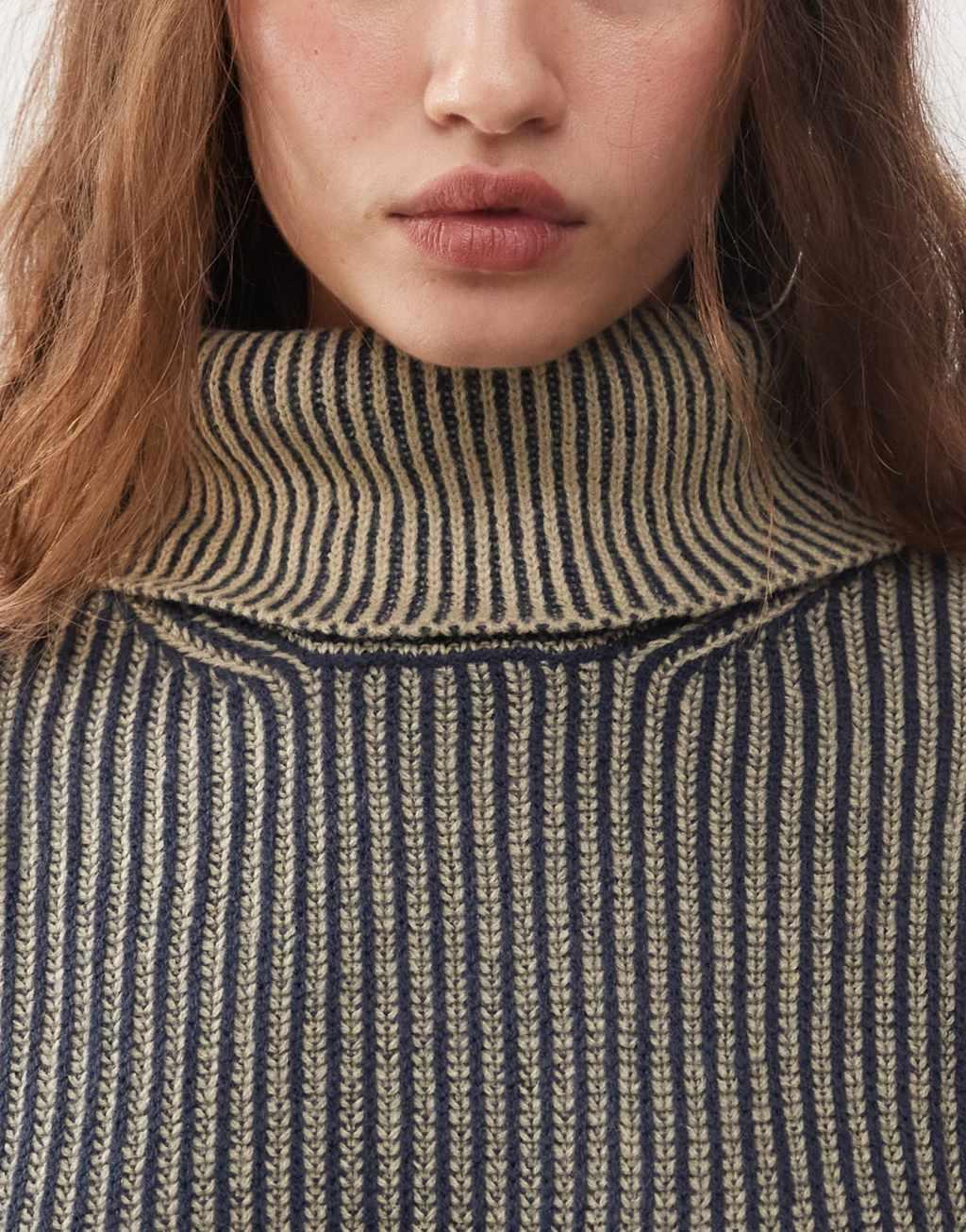 Noisy May roll neck ribbed sweater in washed gray Product Image