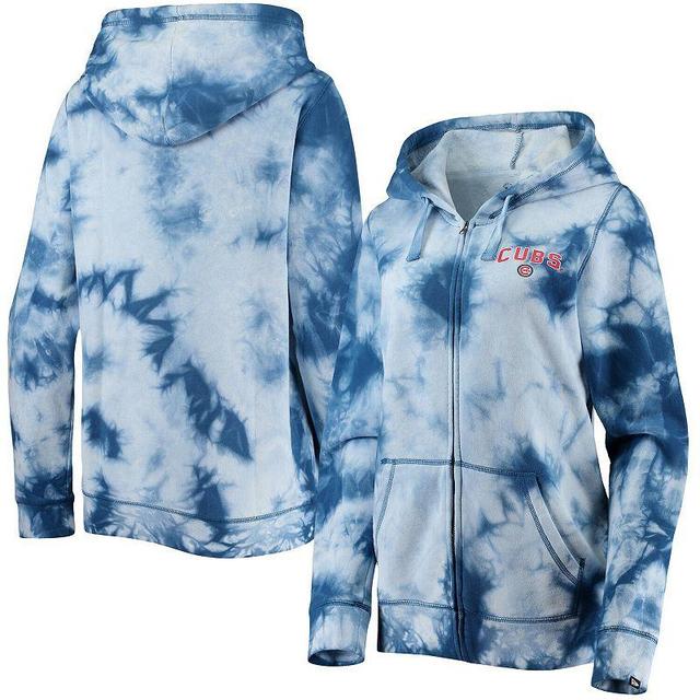 Womens New Era Royal Chicago Cubs Tie-Dye Full-Zip Hoodie Product Image