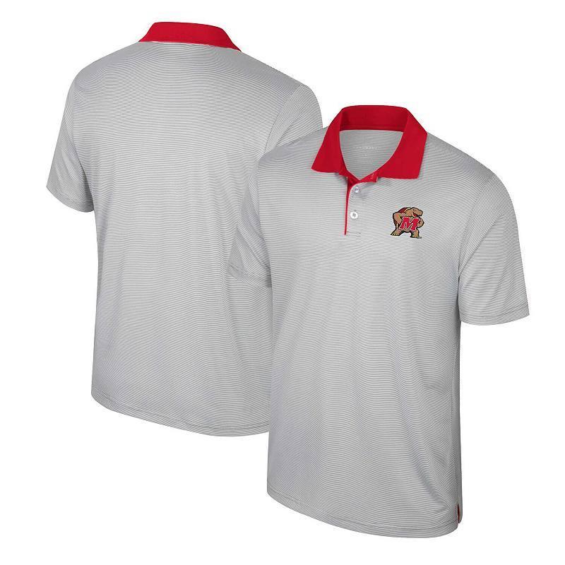 Mens Colosseum Gray Maryland Terrapins Tuck Striped Polo Product Image