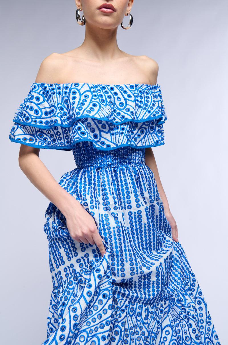 IN IBIZA RUFFLED MIDI DRESS Product Image