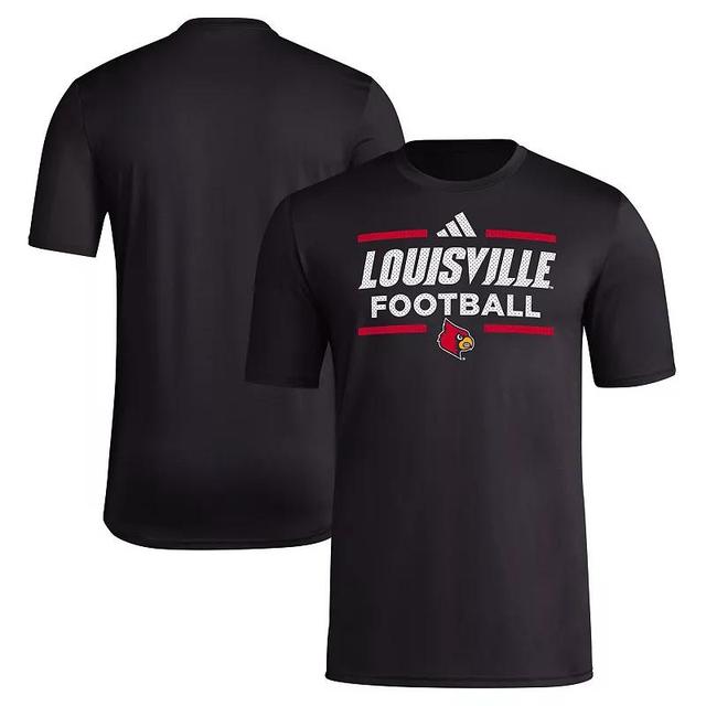 Adidas Mens Black Louisville Cardinals Locker Football Pre-Game Aeroready T-Shirt Product Image