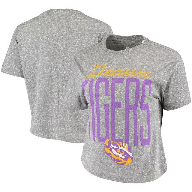 Womens Pressbox Heathered Gray LSU Tigers Sanibel Knobi Crop T-Shirt Product Image