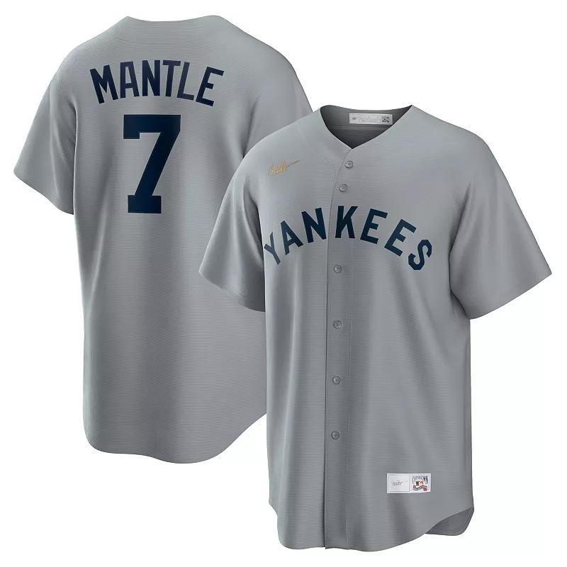 Mens Nike Mickey Mantle Gray New York Yankees Road Cooperstown Collection Player Jersey Product Image