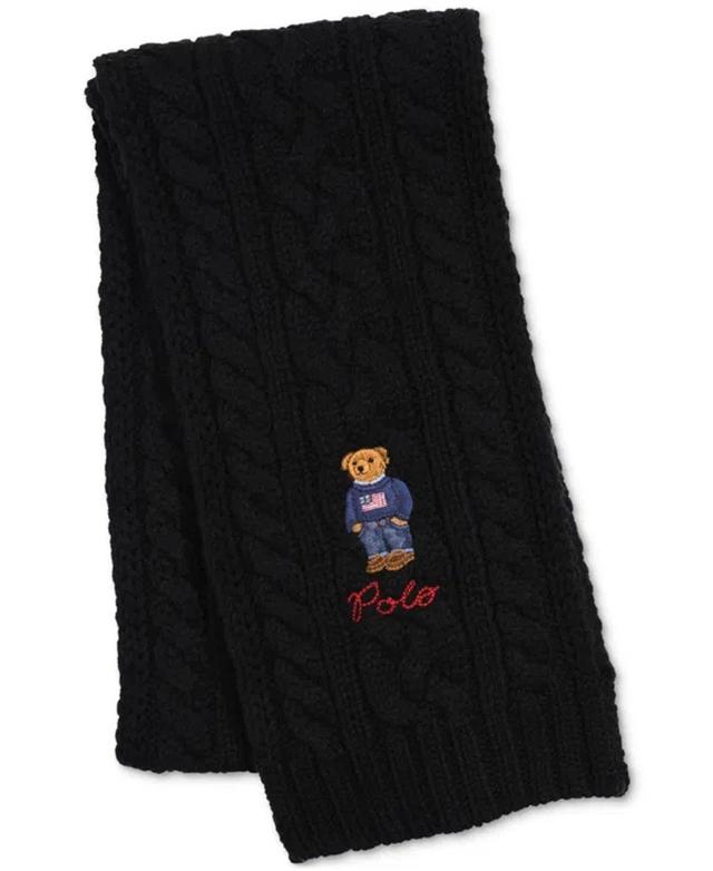 POLO RALPH LAUREN Men's Cable-knit Bear Scarf In Polo Black Product Image