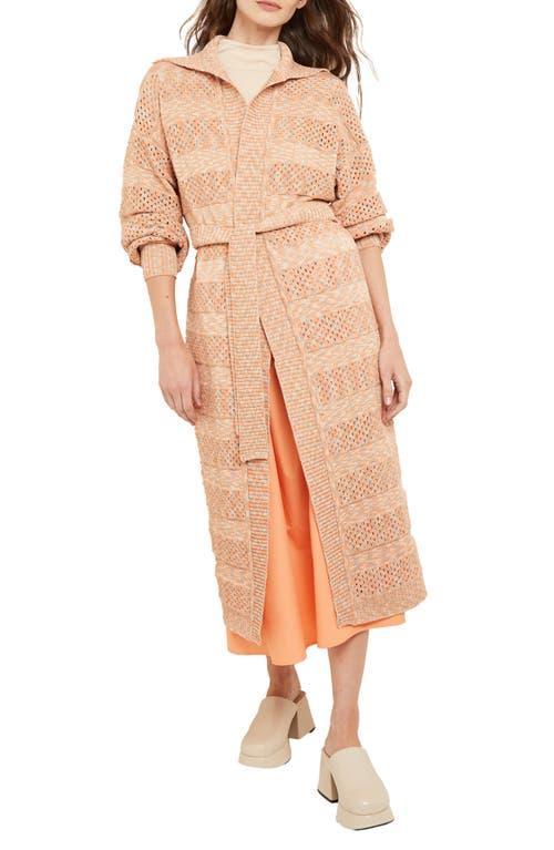 Misook Pointelle Stitch Relaxed Belted Sweater Coat Product Image