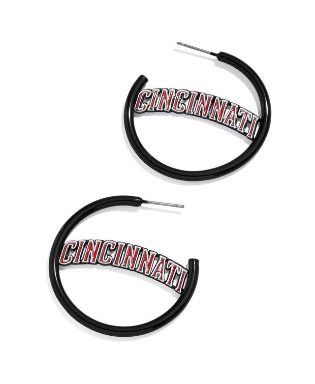 Womens Baublebar Cincinnati Reds Enamel Hoop Earrings Product Image