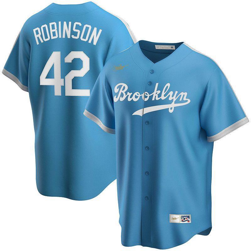 Mens Nike Jackie Robinson Light Blue Brooklyn Dodgers Alternate Cooperstown Collection Player Jersey Product Image