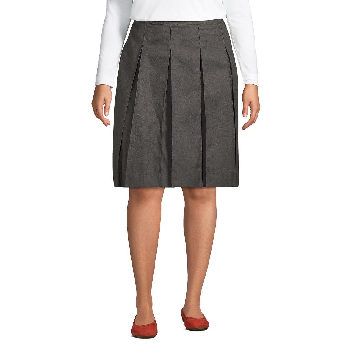 Plus Size Lands End School Uniform Box Pleat Skirt, Womens Green product image