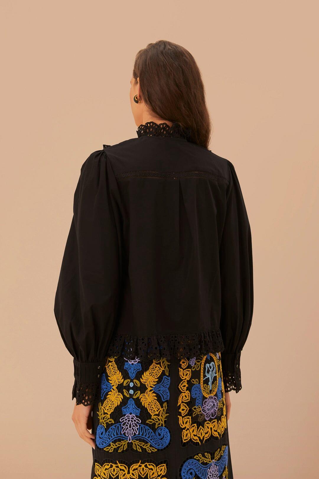 Black Lace And Pleat Blouse Product Image