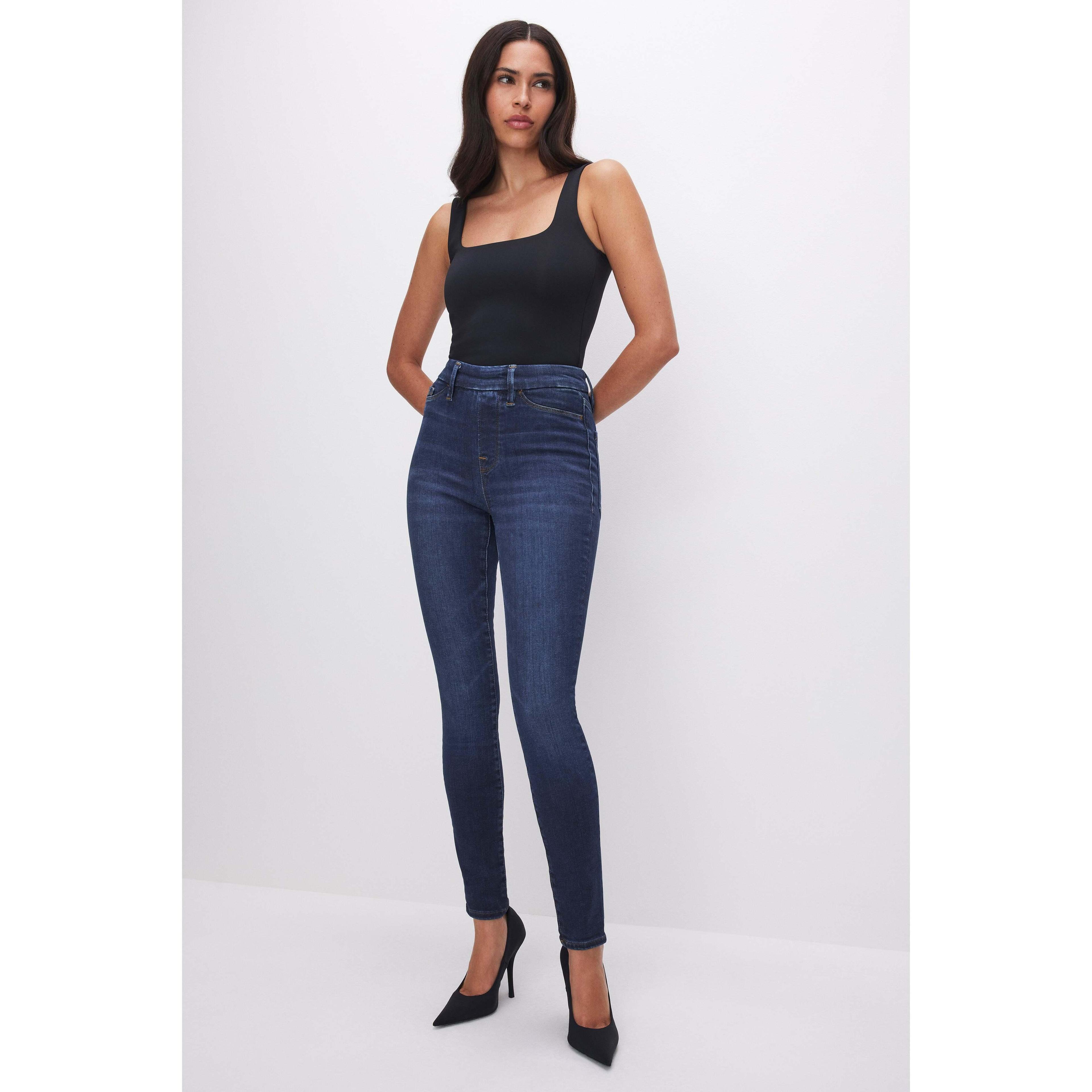 Womens Power Stretch Pull-On Skinny Jeans High Waisted Skinny Jeans | Indigo, Size XS | Good American by Khlo Kardashian Product Image