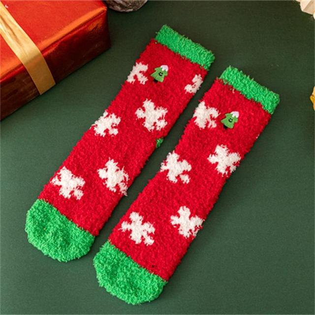 Christmas Color Block Fleece Socks Product Image